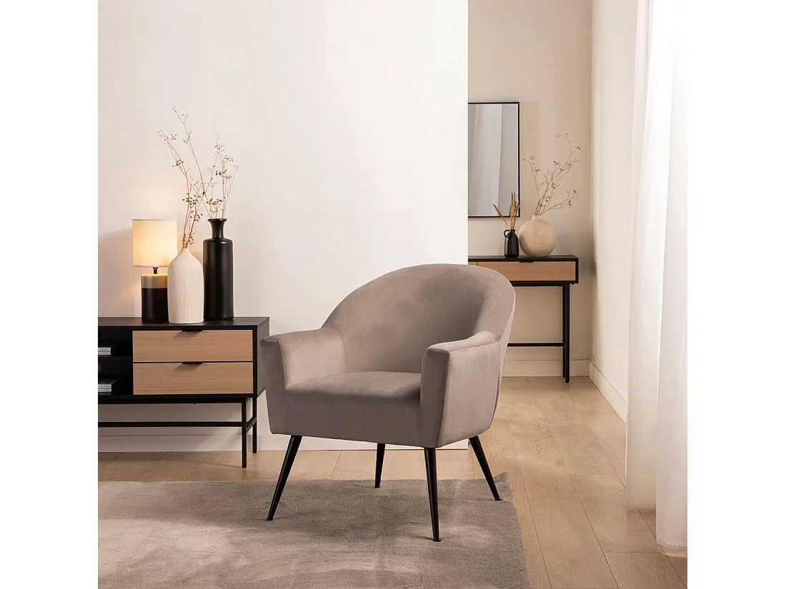 Butaca de lectura de Terciopelo Topo 76 x 83- Lauren