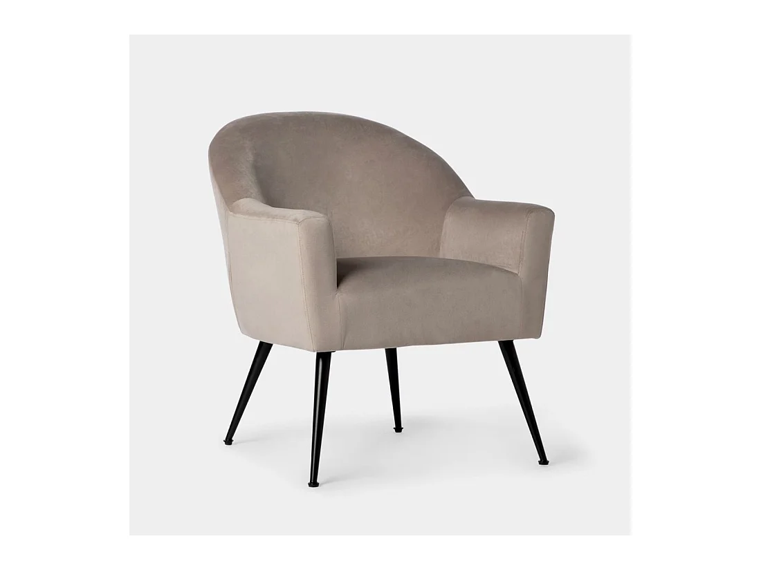 Fauteuil de lecture en velours gris taupe 83x76 cm-Lauren