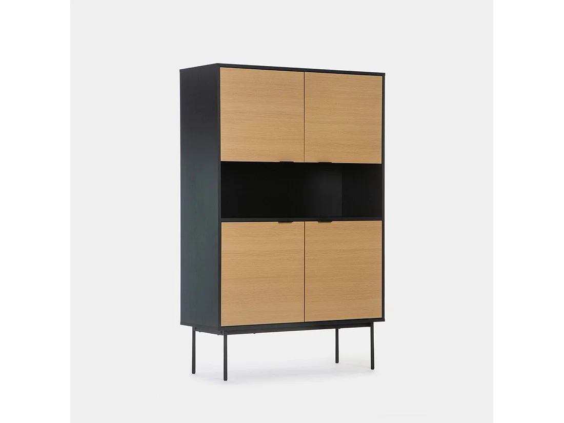 Vitrine double en laqué noir-naturel 100x155 cm-Copenhague