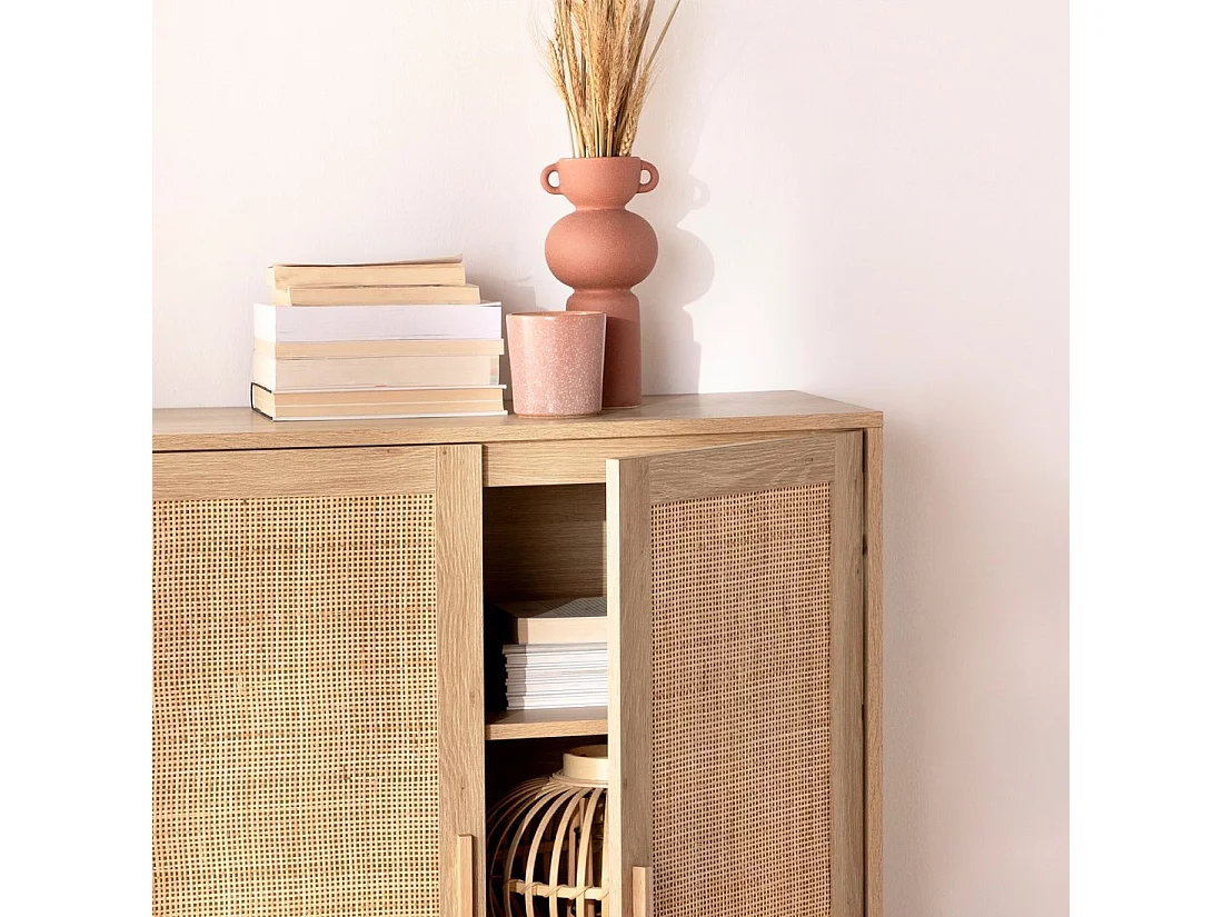 Vitrine double en rotin naturel 80x110 cm-Tahiti