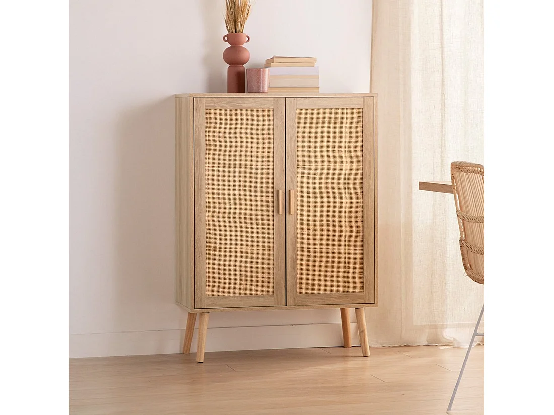 Vitrine double en rotin naturel 80x110 cm-Tahiti