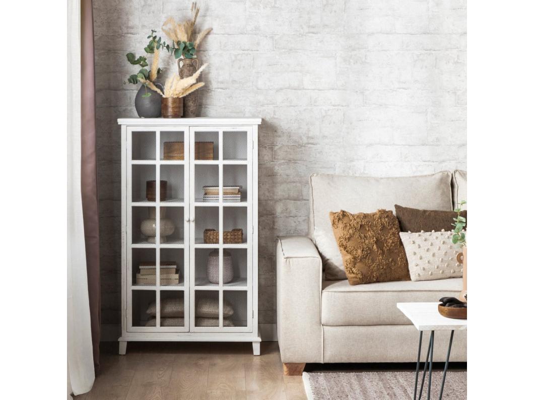 Vitrina doble de Madera Blanco 130 x 80- Folk