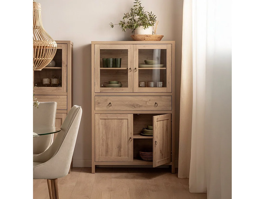 Vitrina doble de Madera Natural 160 x 100- Livorno