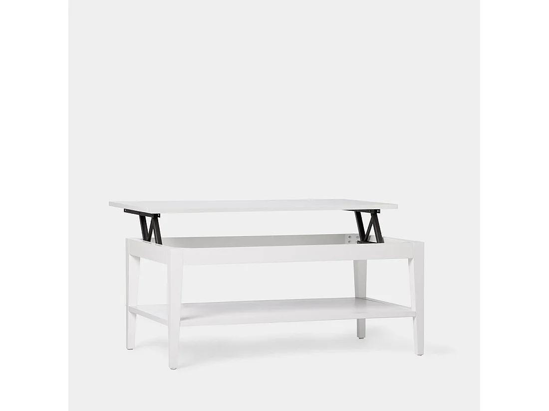 Table basse relevable en laqué blanc 100x45 cm-Mara