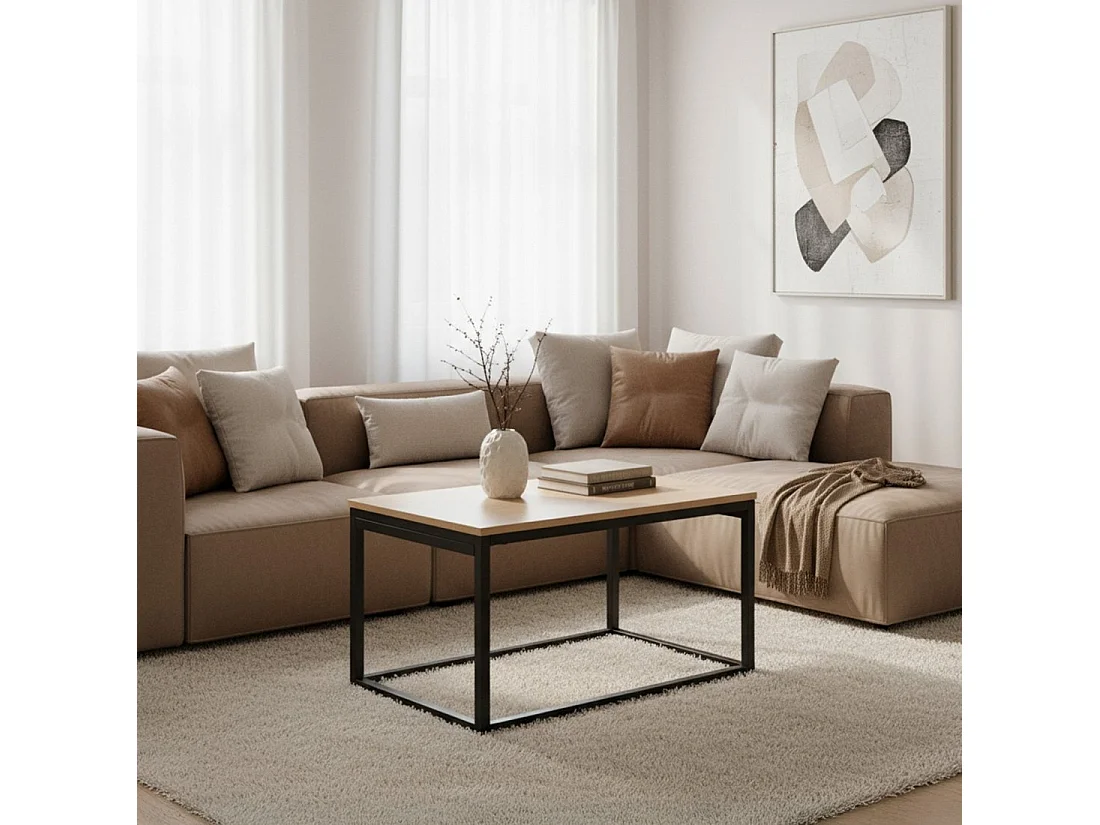 Table basse relevable en bois naturel 80x49 cm-Navan