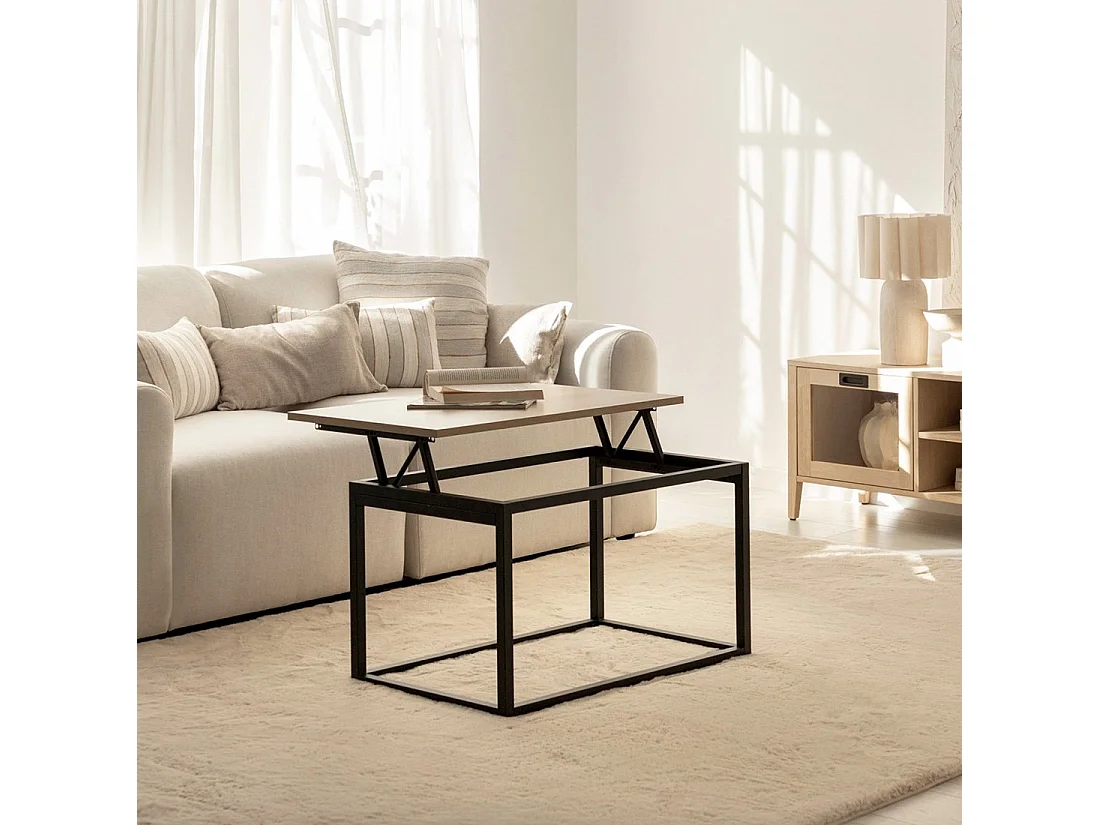 Table basse relevable en bois naturel 80x49-61 cm-Navan