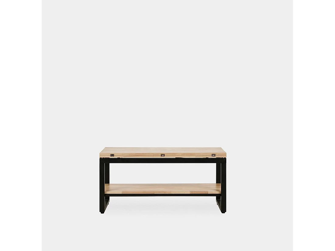 Table basse relevable et extensible en bois naturel 100x48 cm-Alvi