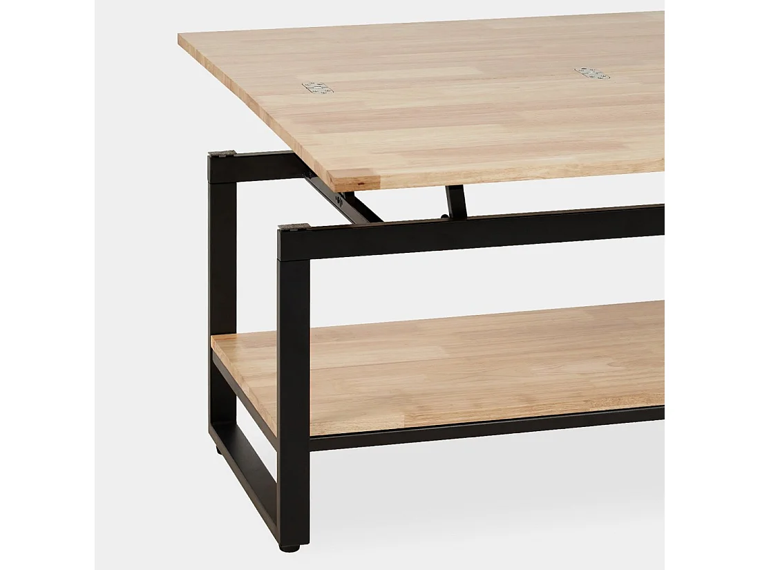 Table basse relevable et extensible en bois naturel 100x48 cm-Alvi