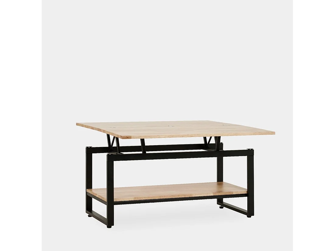 Table basse relevable et extensible en bois naturel 100x48 cm-Alvi