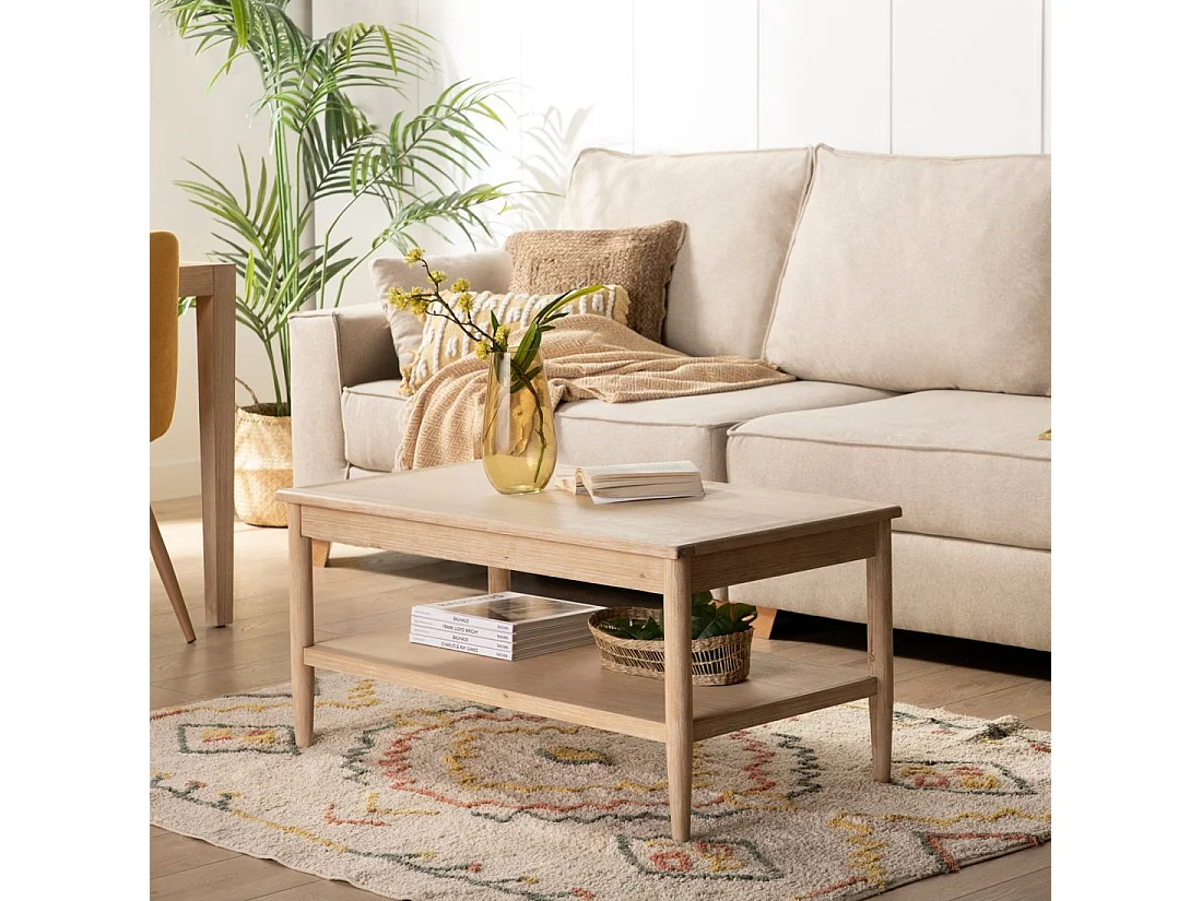 Table basse relevable en bois naturel 100x45 cm-Ava