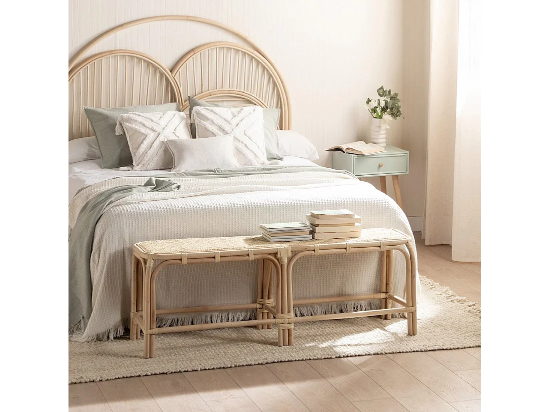 Banco en rotin naturel 135x48 cm-Saro