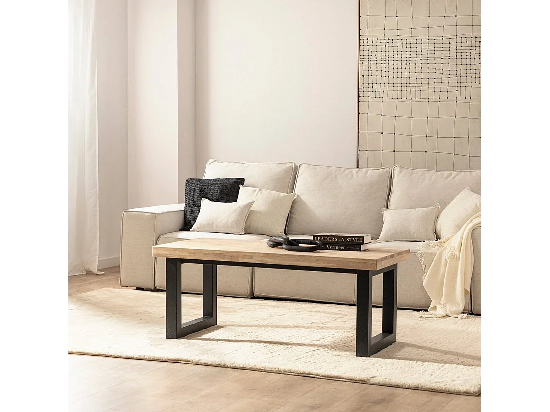 Table basse relevable en bois naturel 120x50 cm-Alys