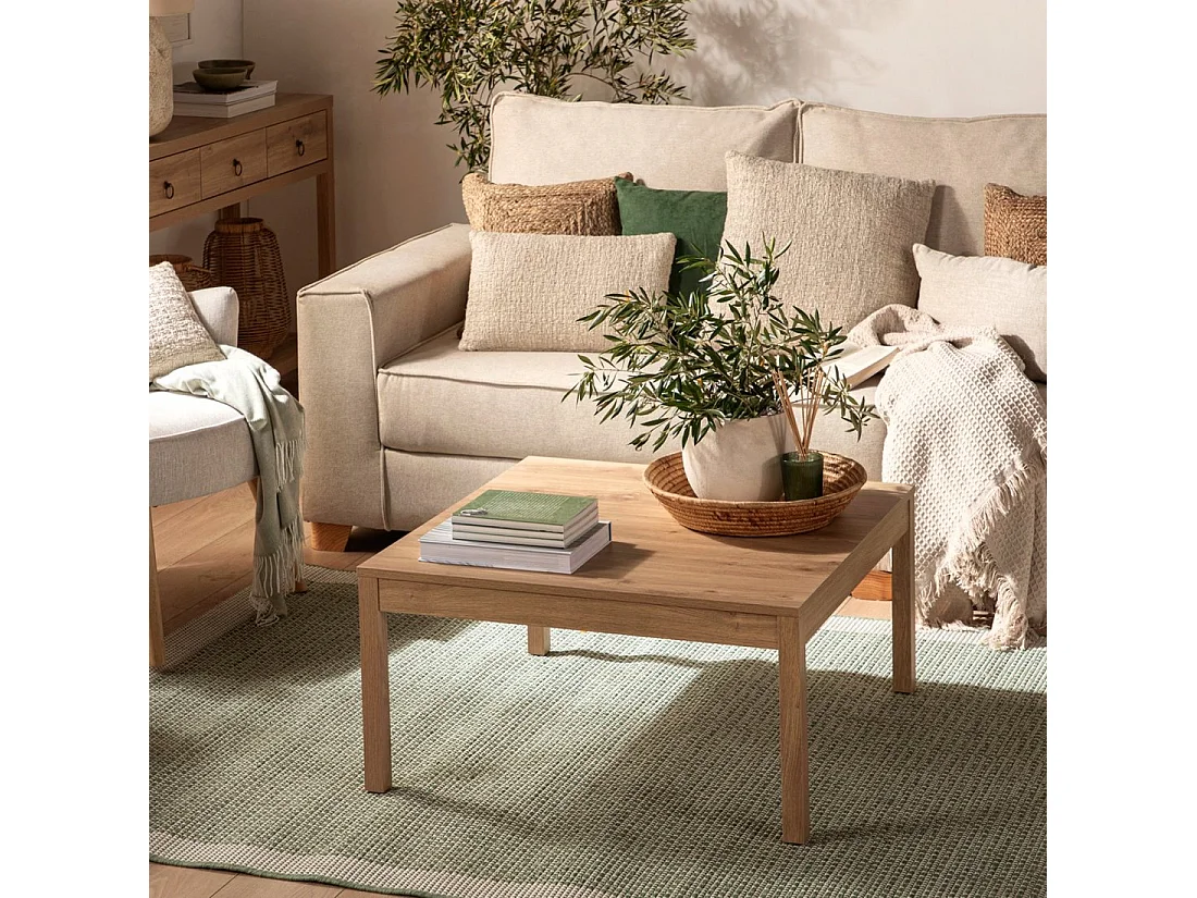 Table basse fixe en bois naturel 80x40 cm-Livorno