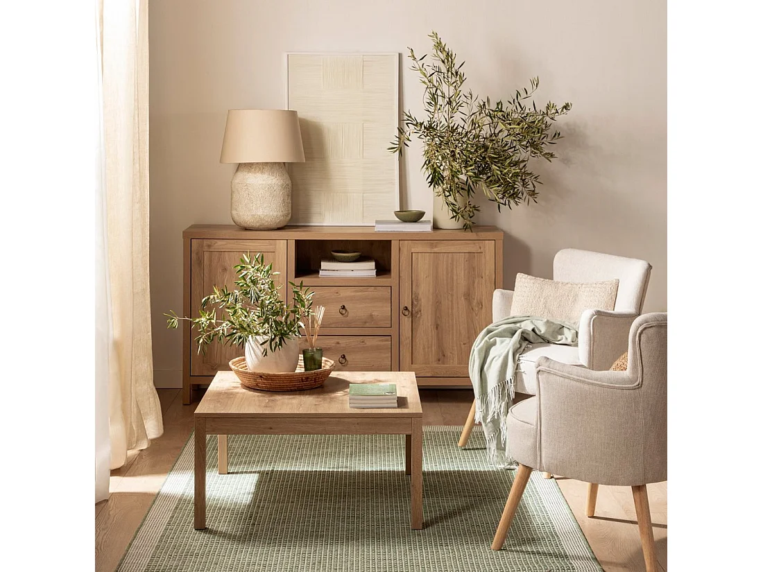 Table basse fixe en bois naturel 80x40 cm-Livorno