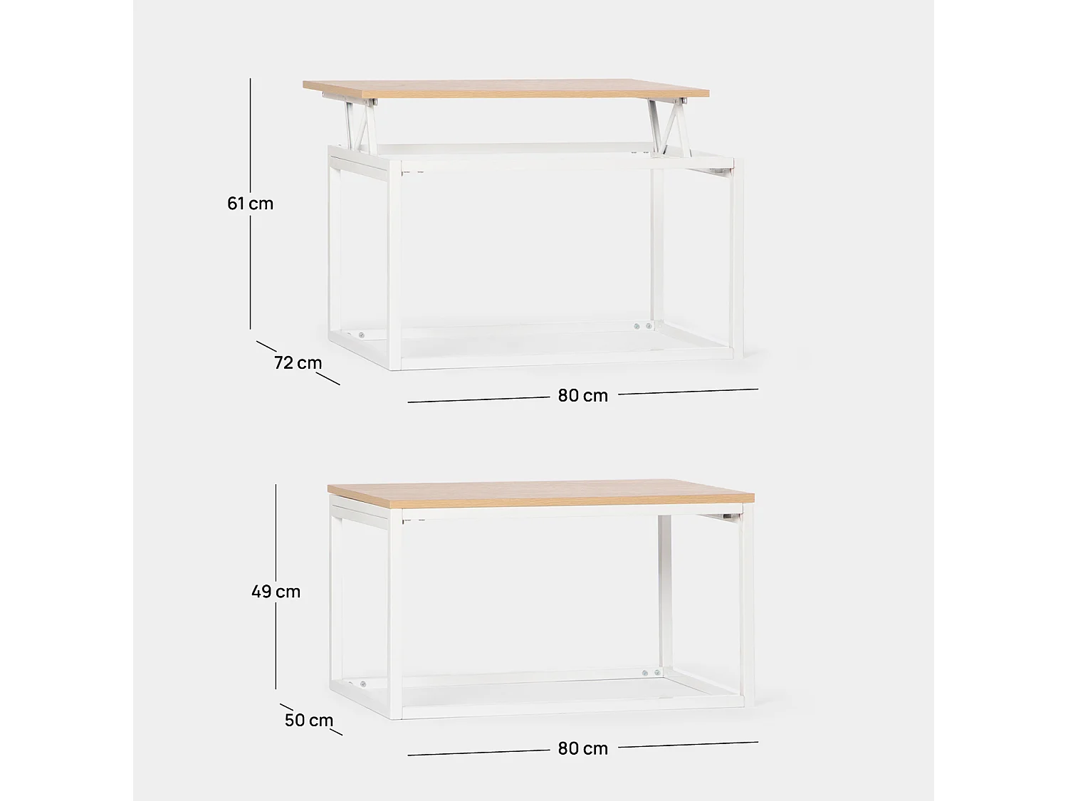 Mesa de centro elevable de Madera Natural 49 x 80- Navan