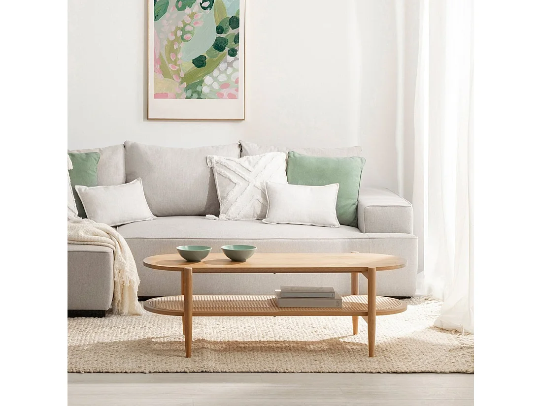 Table basse fixe en bois naturel 120x40 cm-Natura