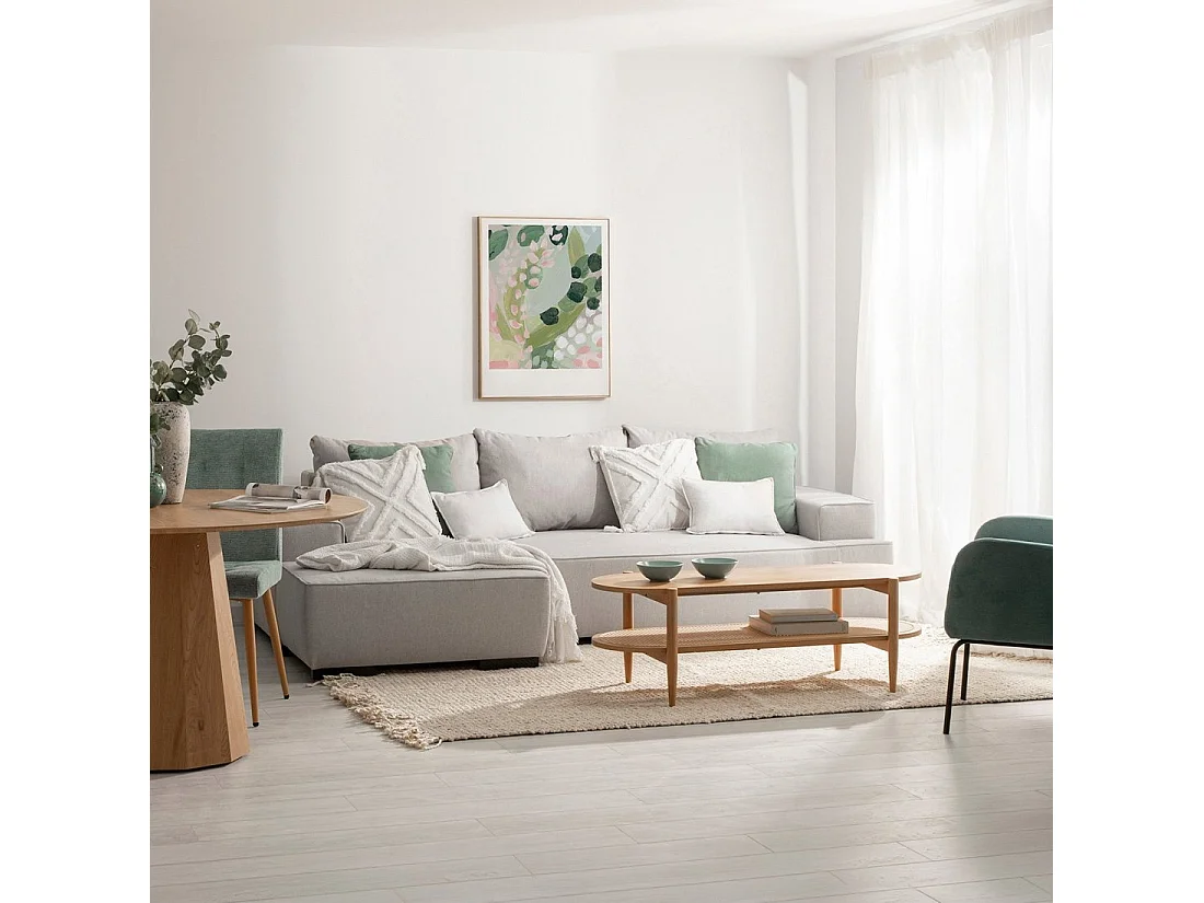 Table basse fixe en bois naturel 120x40 cm-Natura