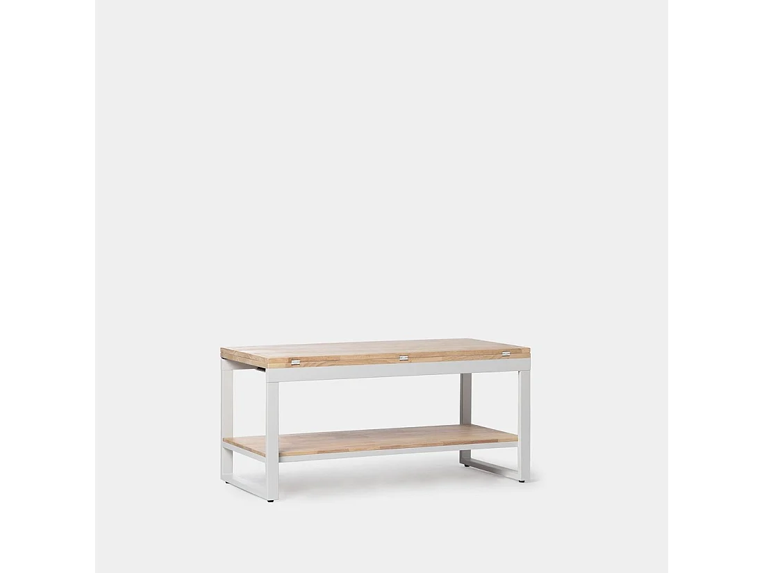 Table basse relevable et extensible en bois naturel 100x48 cm-Alvi