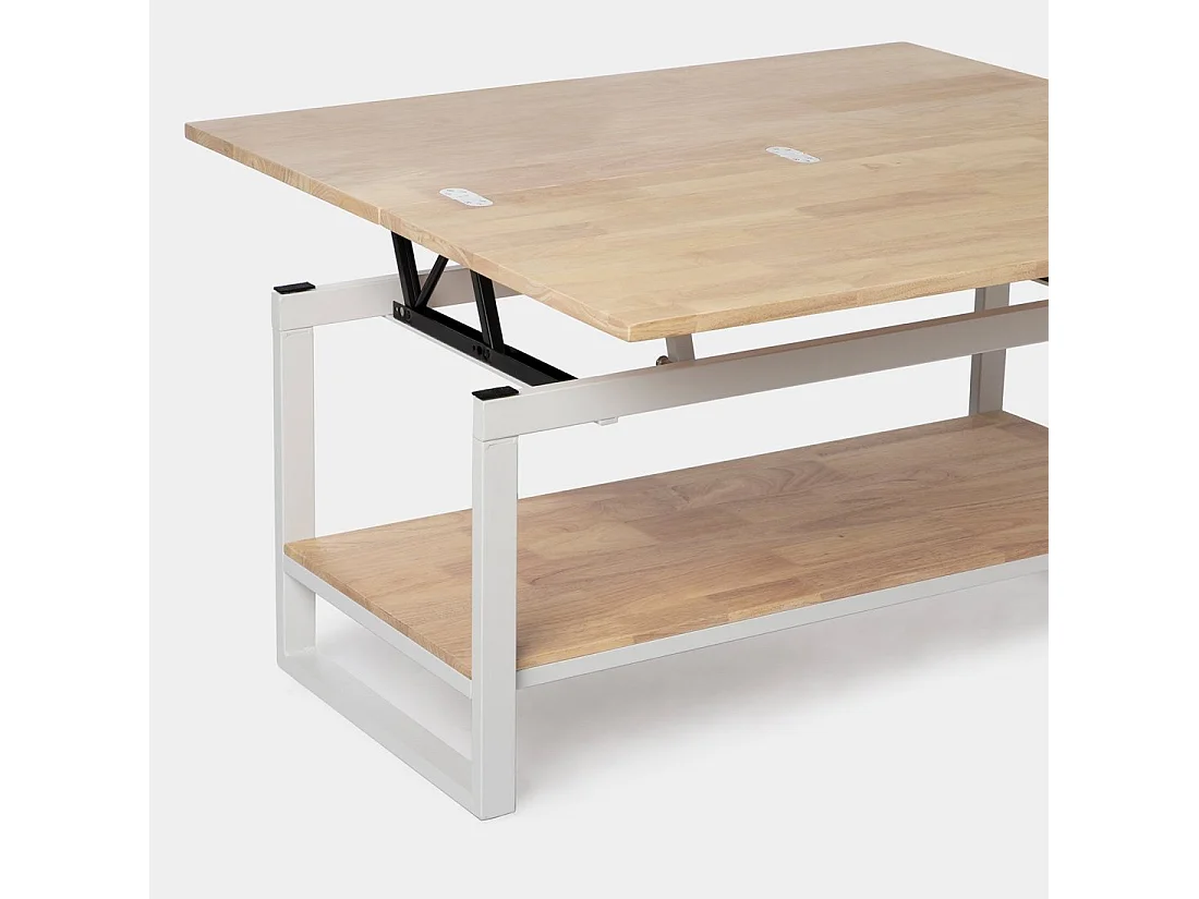 Table basse relevable et extensible en bois naturel 100x48 cm-Alvi
