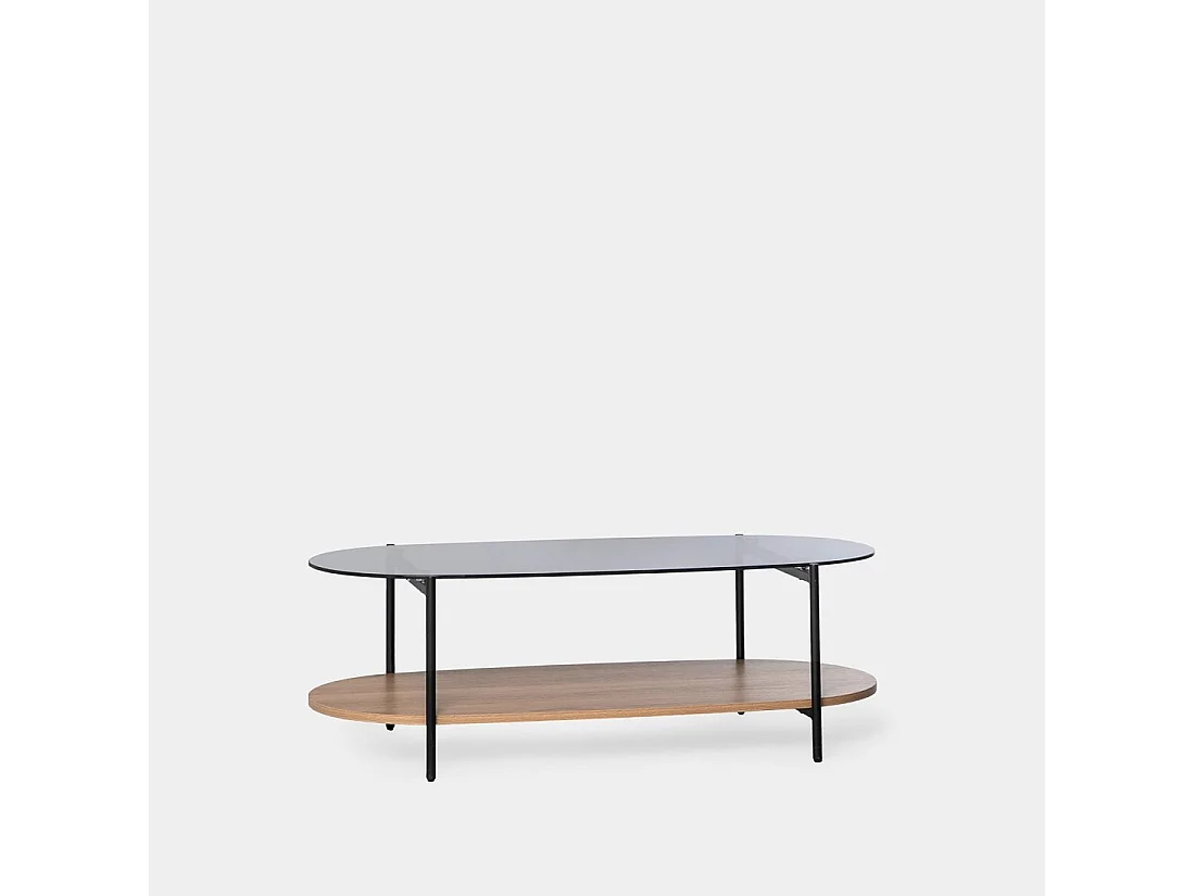 Table basse fixe en cristal naturel-noir 120x40 cm-Casil