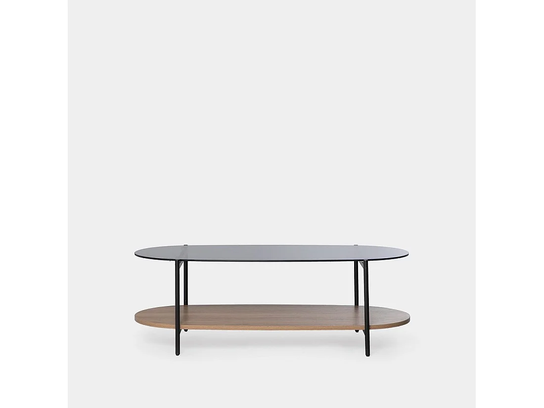 Table basse fixe en cristal naturel-noir 120x40 cm-Casil