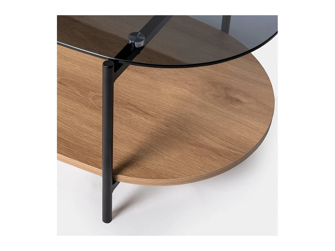 Table basse fixe en cristal naturel-noir 120x40 cm-Casil