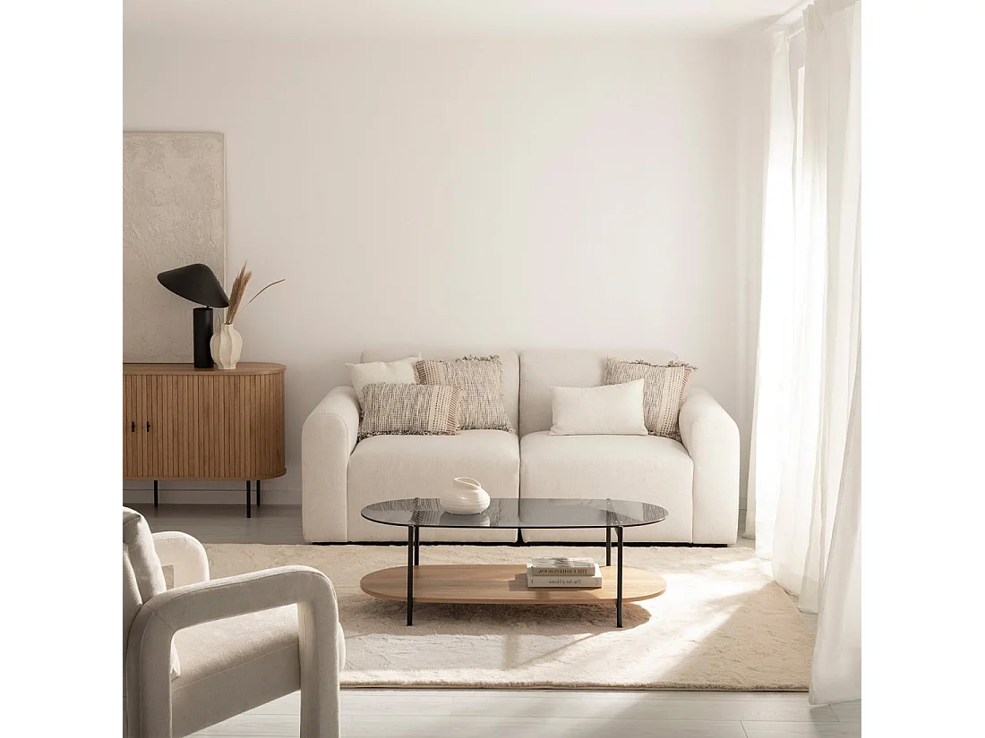 Mesa de centro fija de Cristal Natural-Negro 40 x 120- Casil