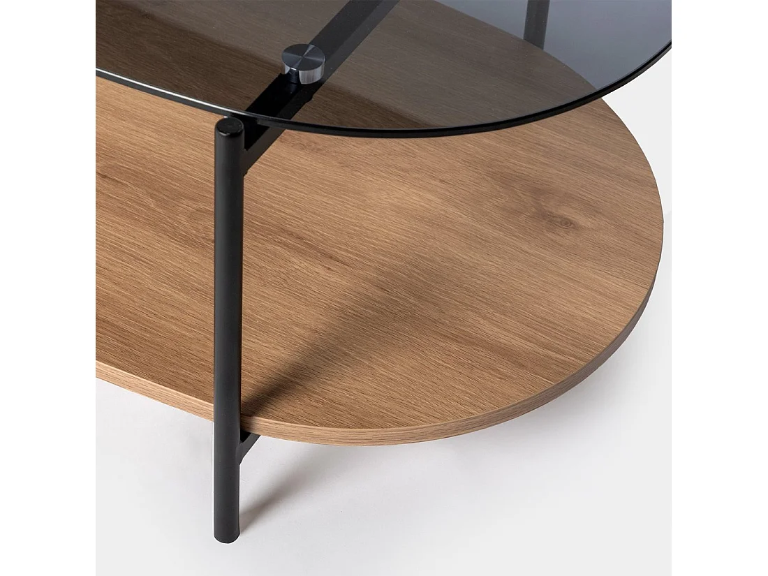 Mesa de centro fija de Cristal Natural-Negro 40 x 120- Casil