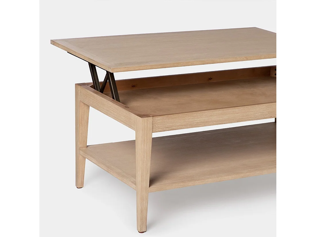 Table basse relevable en bois naturel 100x45 cm-Mara