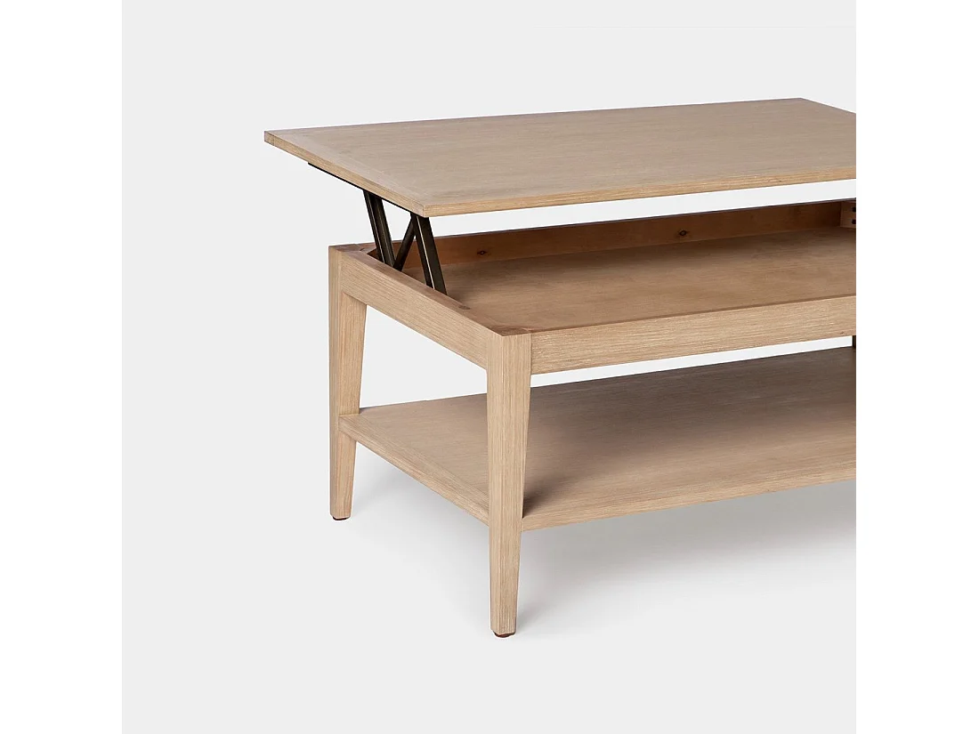 Table basse relevable en bois naturel 100x45 cm-Mara