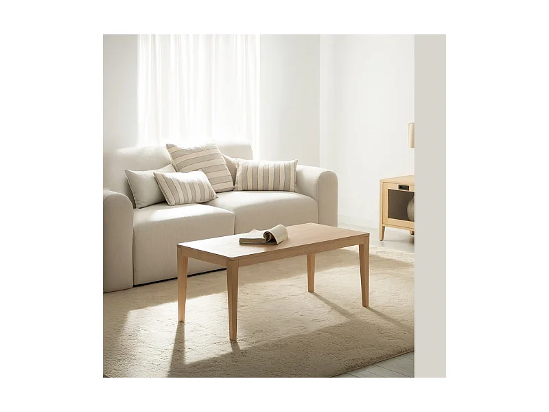 Table basse fixe en bois naturel 100x45 cm-Mara