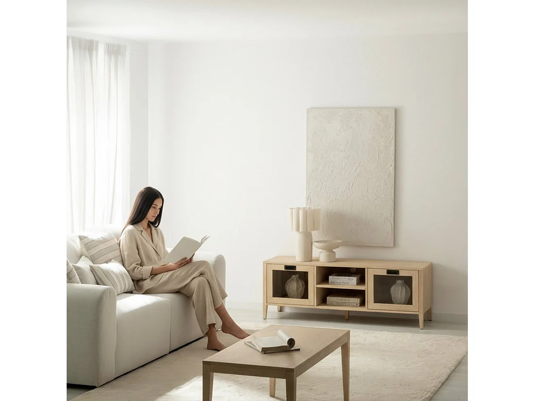 Mesa de centro fija de Madera Natural 45 x 100- Mara