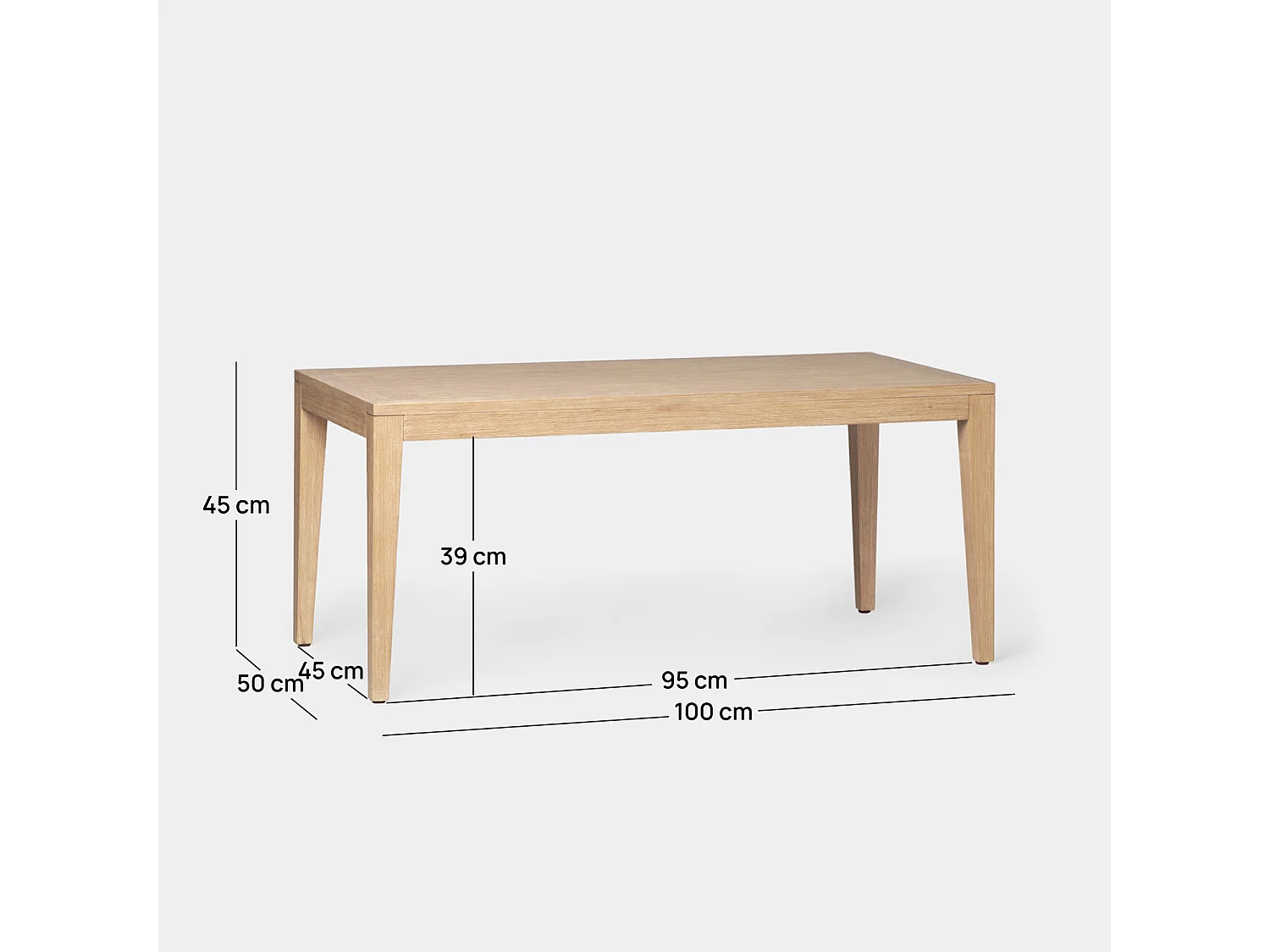 Mesa de centro fija de Madera Natural 45 x 100- Mara