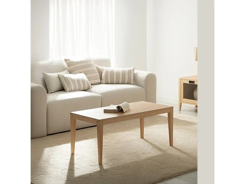 Table basse fixe en bois naturel 100x45 cm-Mara