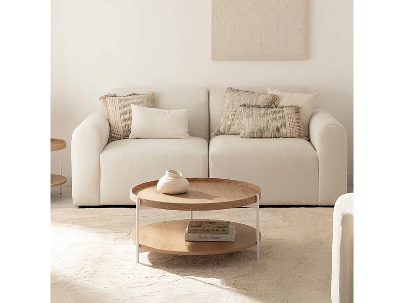 Table basse fixe en bois naturel 78x40 cm-Dan