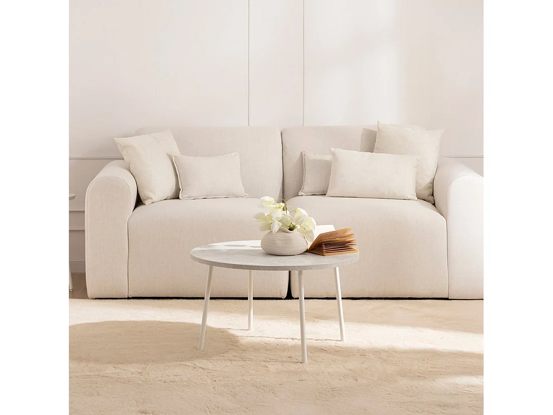 Table basse fixe en bois blanc 70x40 cm-Siena