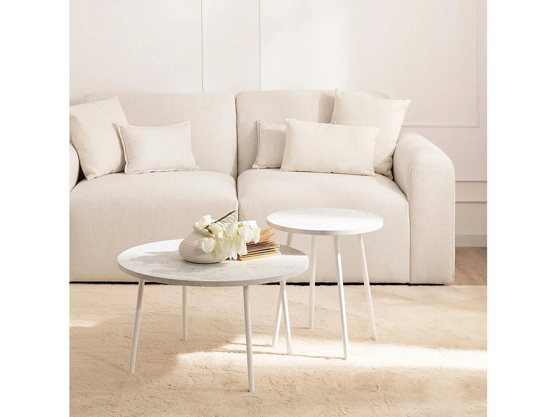 Table basse fixe en bois blanc 70x40 cm-Siena