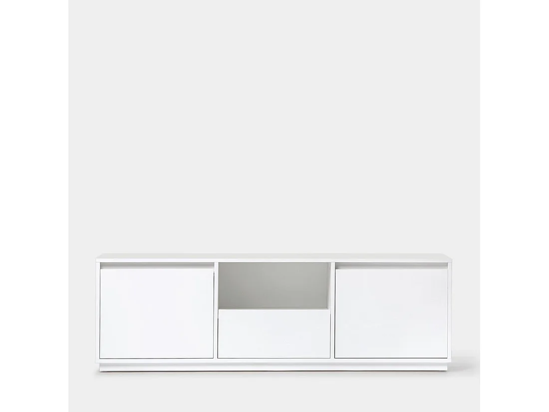 Meuble TV en laqué blanc 148x47 cm-Oslo