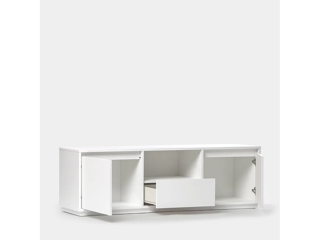 Meuble TV en laqué blanc 148x47 cm-Oslo