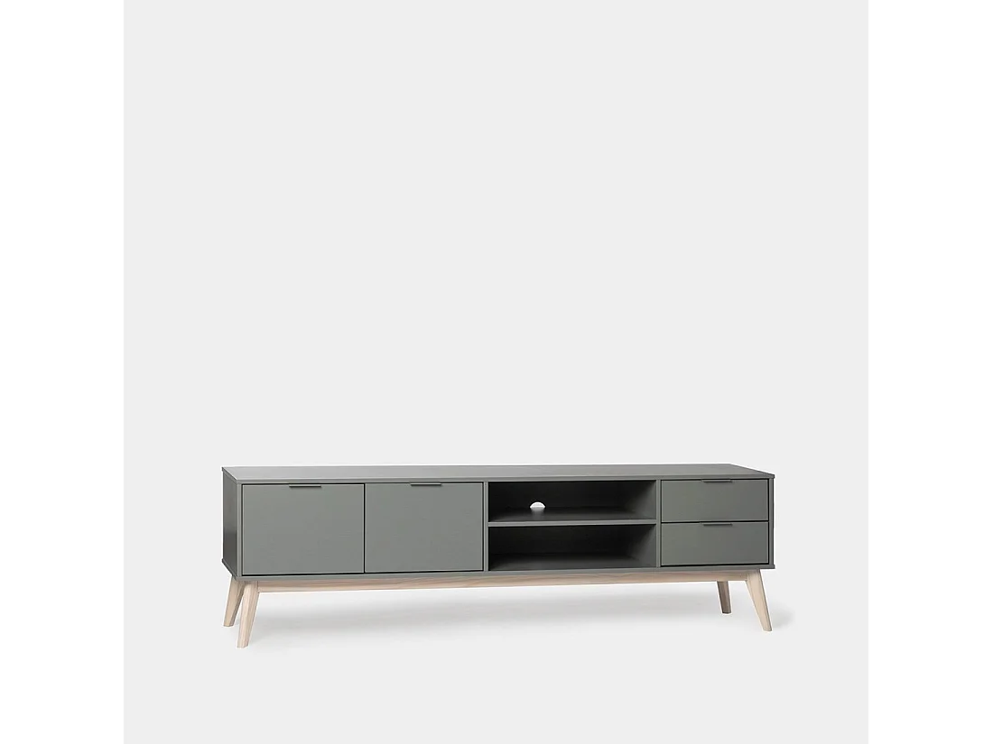 Meuble TV en laqué vert anthracite 180x53 cm-Troy