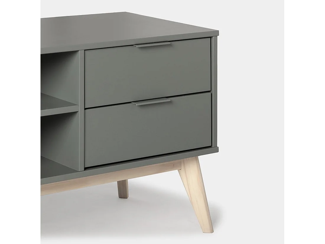 Meuble TV en laqué vert anthracite 180x53 cm-Troy