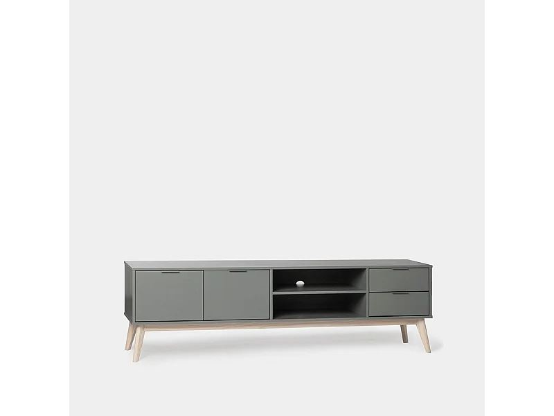 Meuble TV en laqué vert anthracite 180x53 cm-Troy