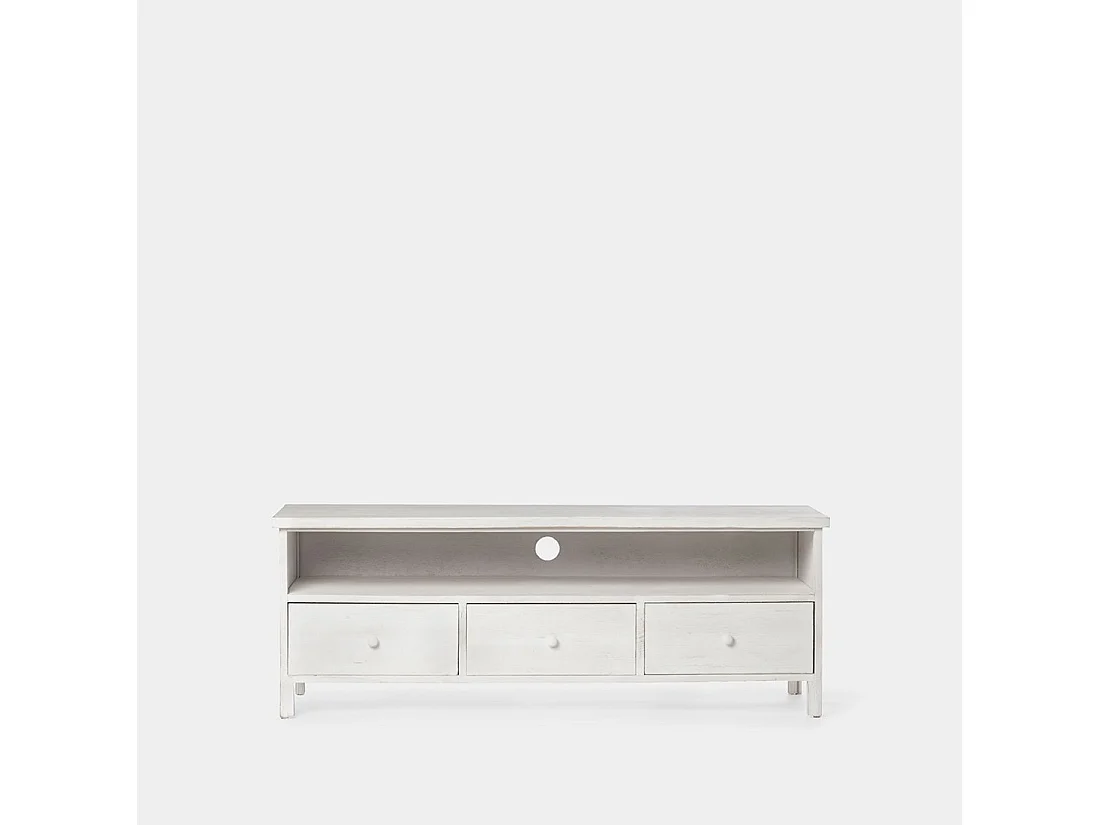 Mueble Tv de Madera Blanco decapado 51 x 141- Folk