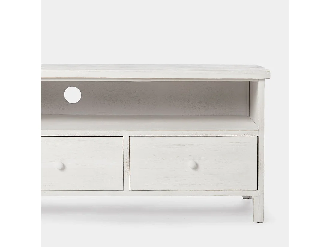 Mueble Tv de Madera Blanco decapado 51 x 141- Folk