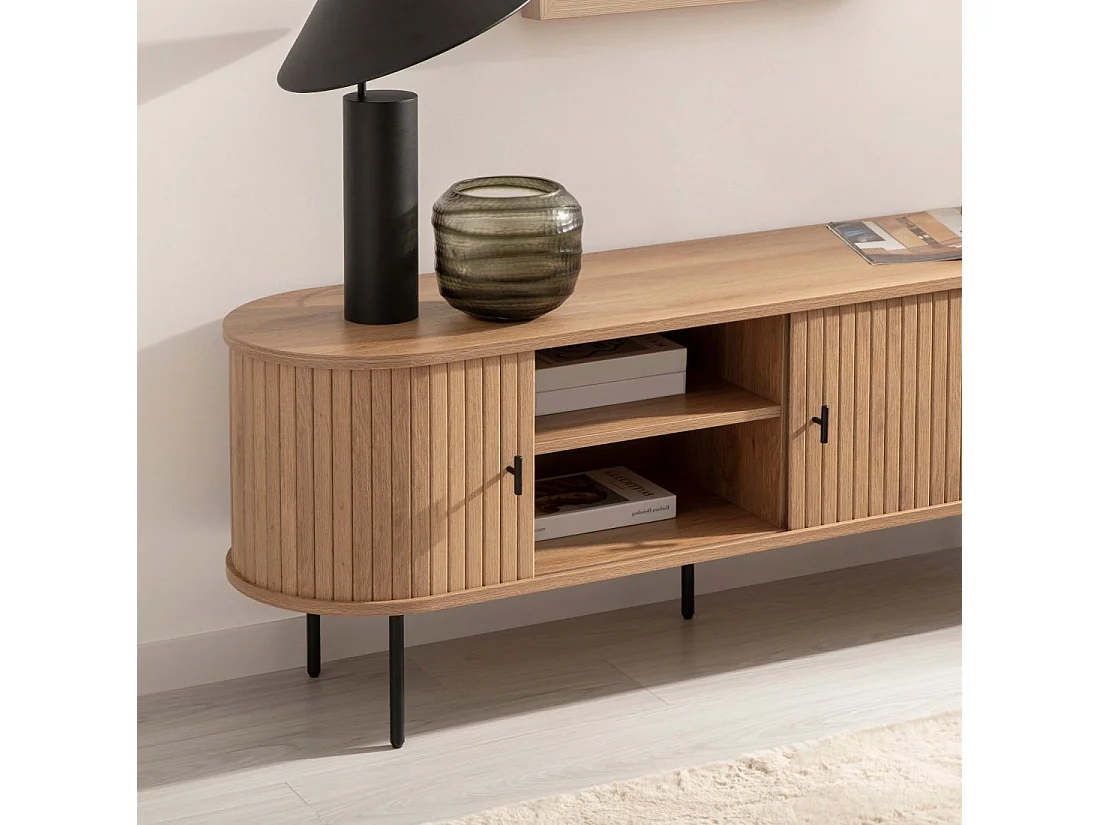 Meuble TV en bois naturel 150x55 cm-Breda