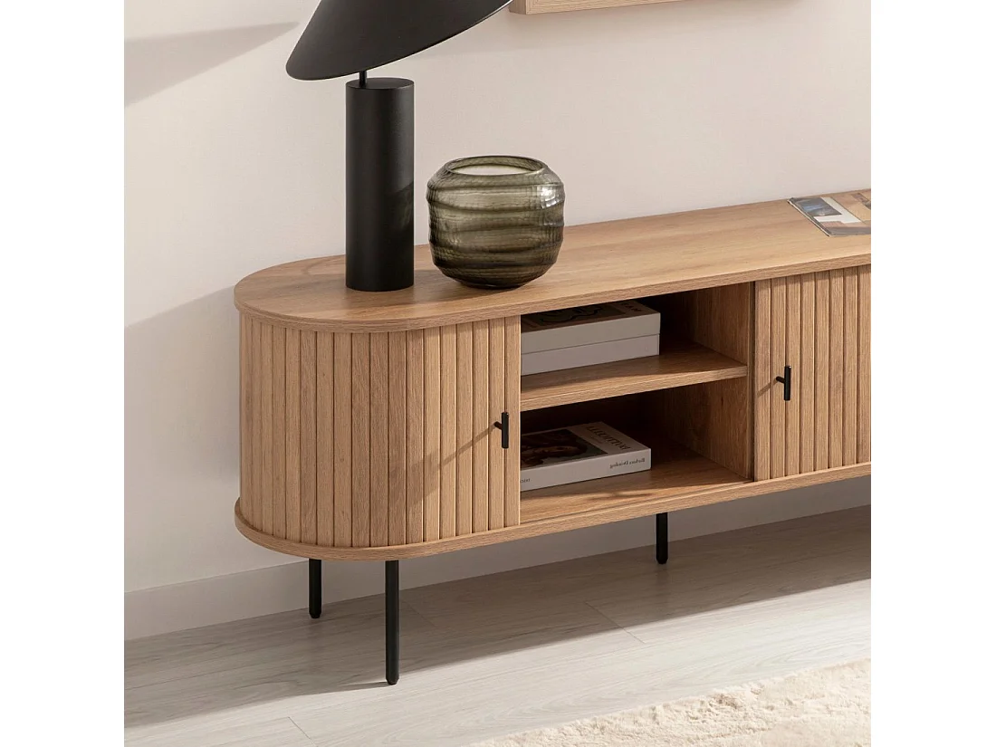 Meuble TV en bois naturel 150x55 cm-Breda
