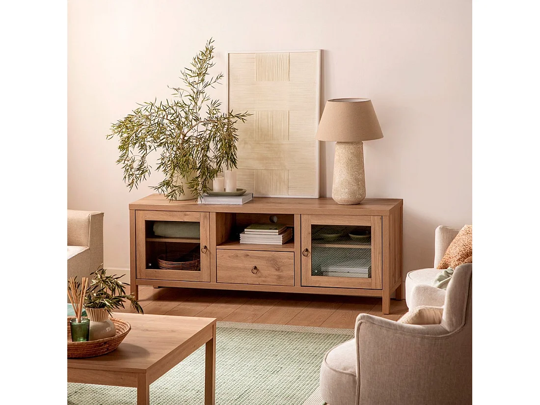 Meuble TV en bois naturel 160x60 cm-Livorno