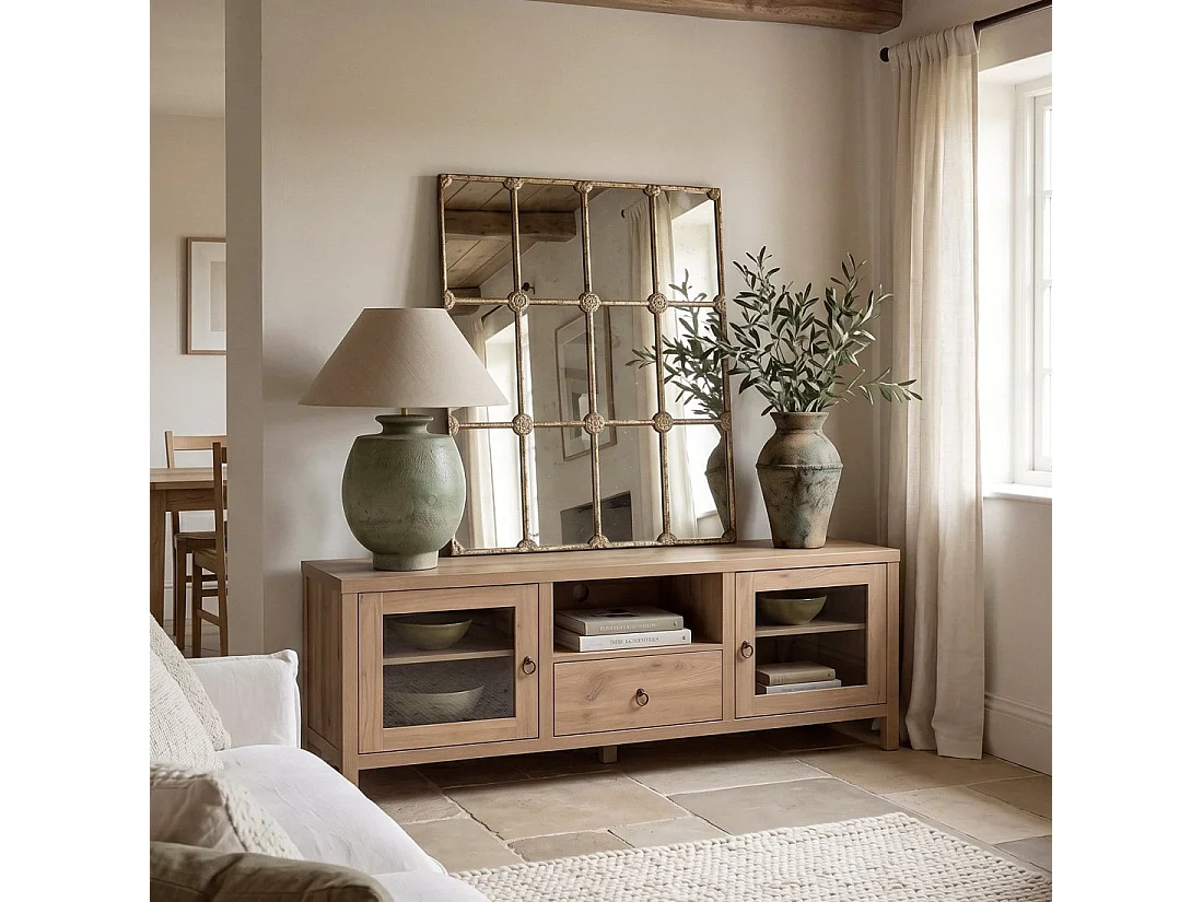 Meuble TV en bois naturel 160x60 cm-Livorno