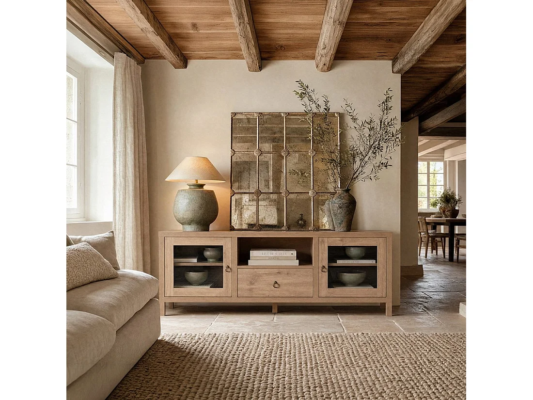 Meuble TV en bois naturel 160x60 cm-Livorno