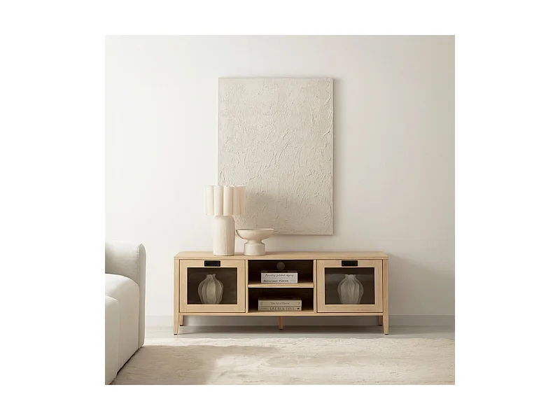 Meuble TV en bois naturel 140x50 cm-Edan